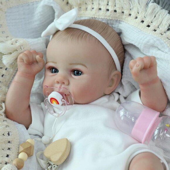 🆕18 Inch Realistic Cloth Body With Vinyl Limbs Baby Doll with Accessories - Picture 15 of 16
